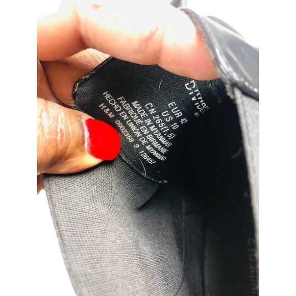 H&M Divided black faux leather Chelsea boots EU 42 US 10 90's y2k grunge - Picture 8 of 10